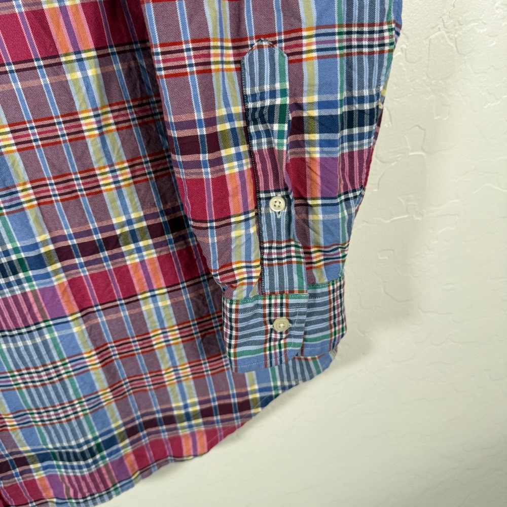Ralph Lauren Button Down Shirt Mens‎ XLT Blue Red Plaid Long Sleeve Pony Oxford - Picture 4 of 9